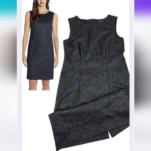 Mario Serrani XS Shift Dress Royal Black Print Small Knee Length Italy CK-2832